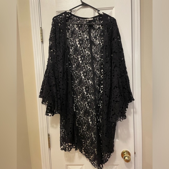 Free People Sweaters - Intimately Free People black lace duster Sz XS